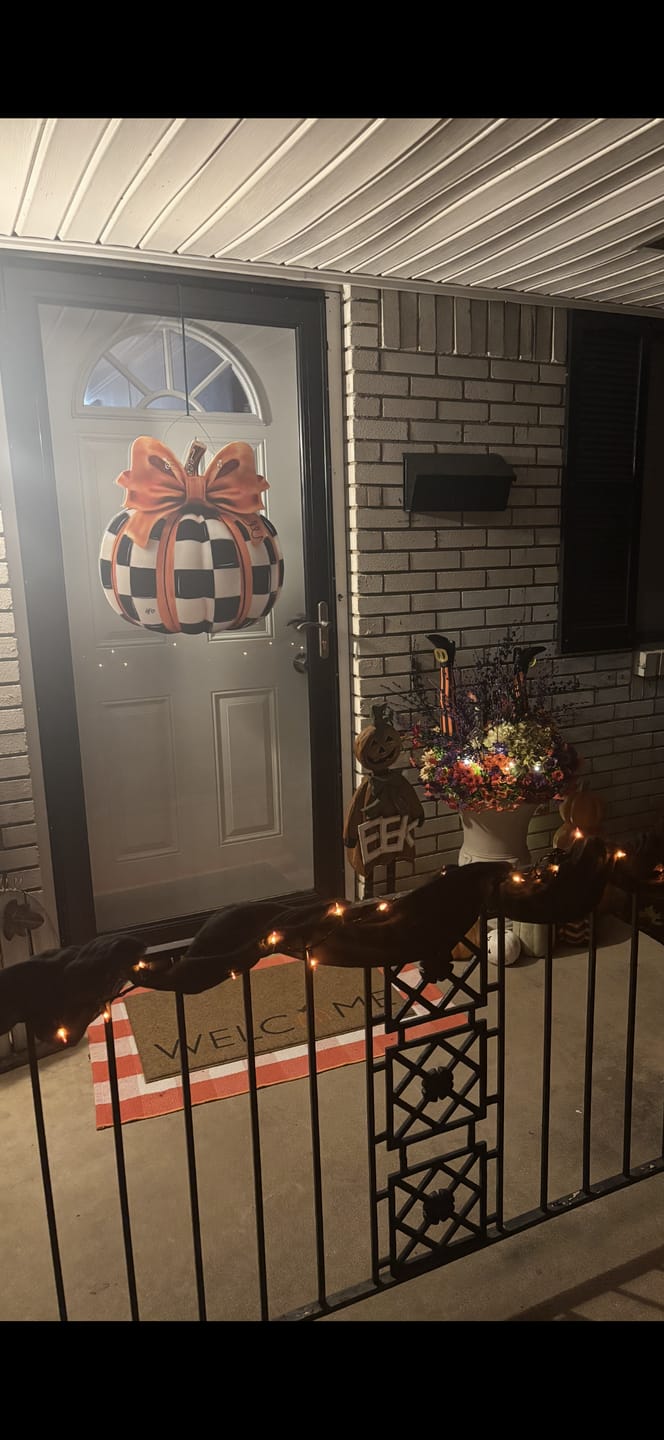 Customer photo review of Elegant Checkered Pumpkin Door Hanger