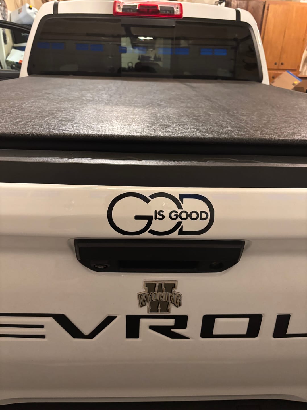 Customer photo review of Christianartworkshop GOD IS GOOD Car Decal: Symbol of Faith and Blessing on the Road