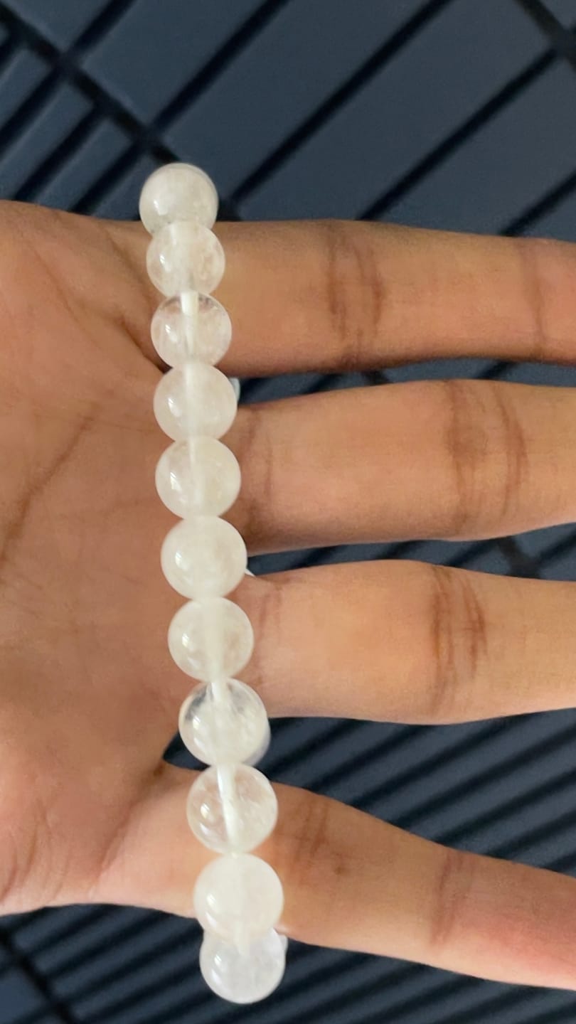 Customer photo review of Natural White Moonstone Crystal Bracelet – Vastu Remedy for Intuition & New Beginnings | 8mm Beads