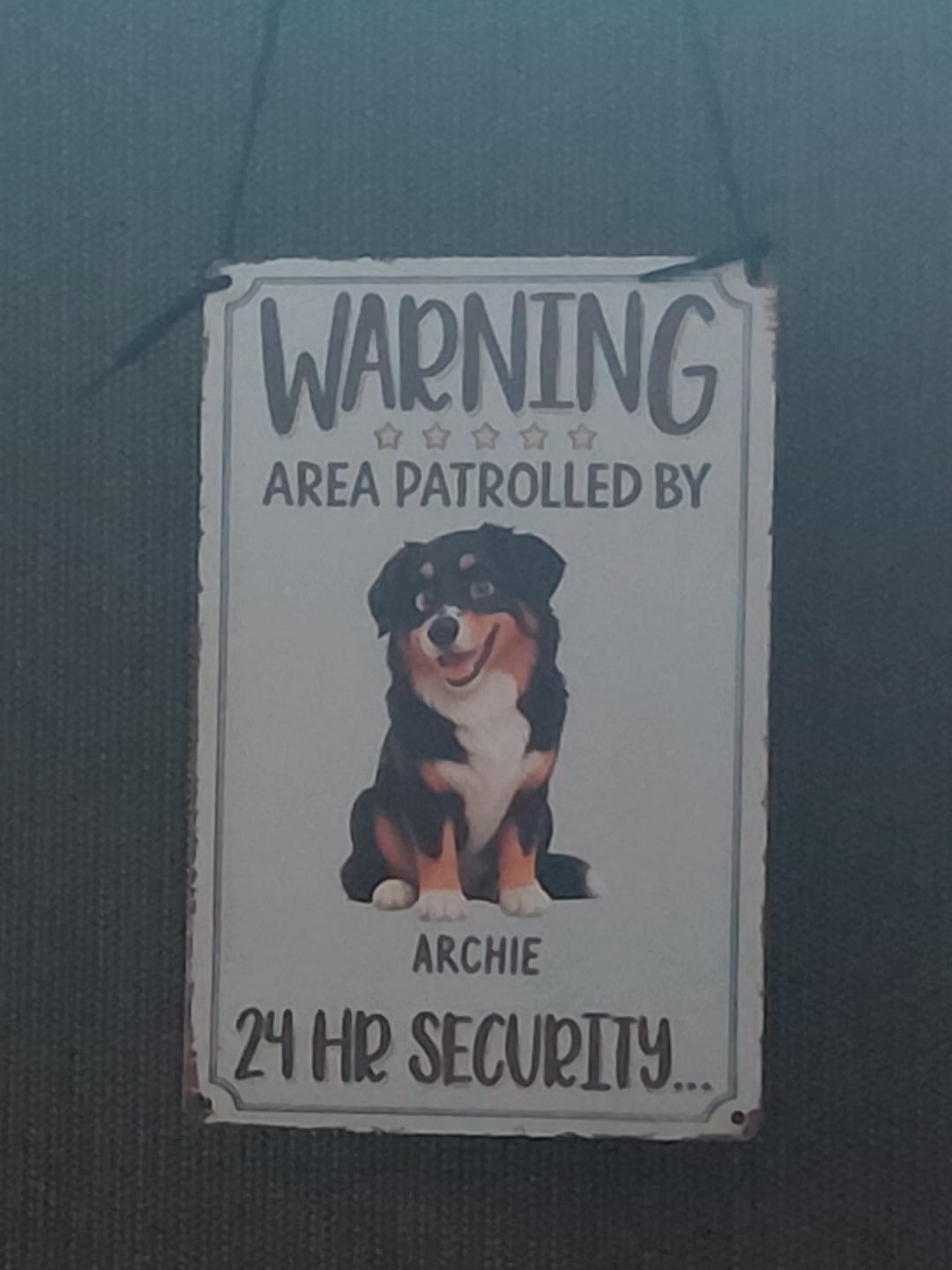 Customer photo review of Personalized Door Sign - Warning