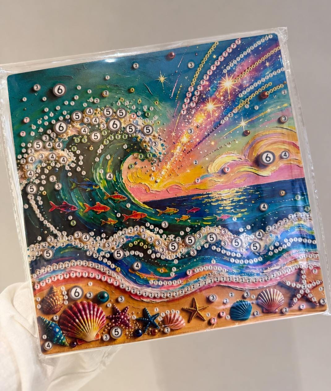 Customer photo review of Pearl Diamond Painting Kit - Pastel Sea Wave Decor