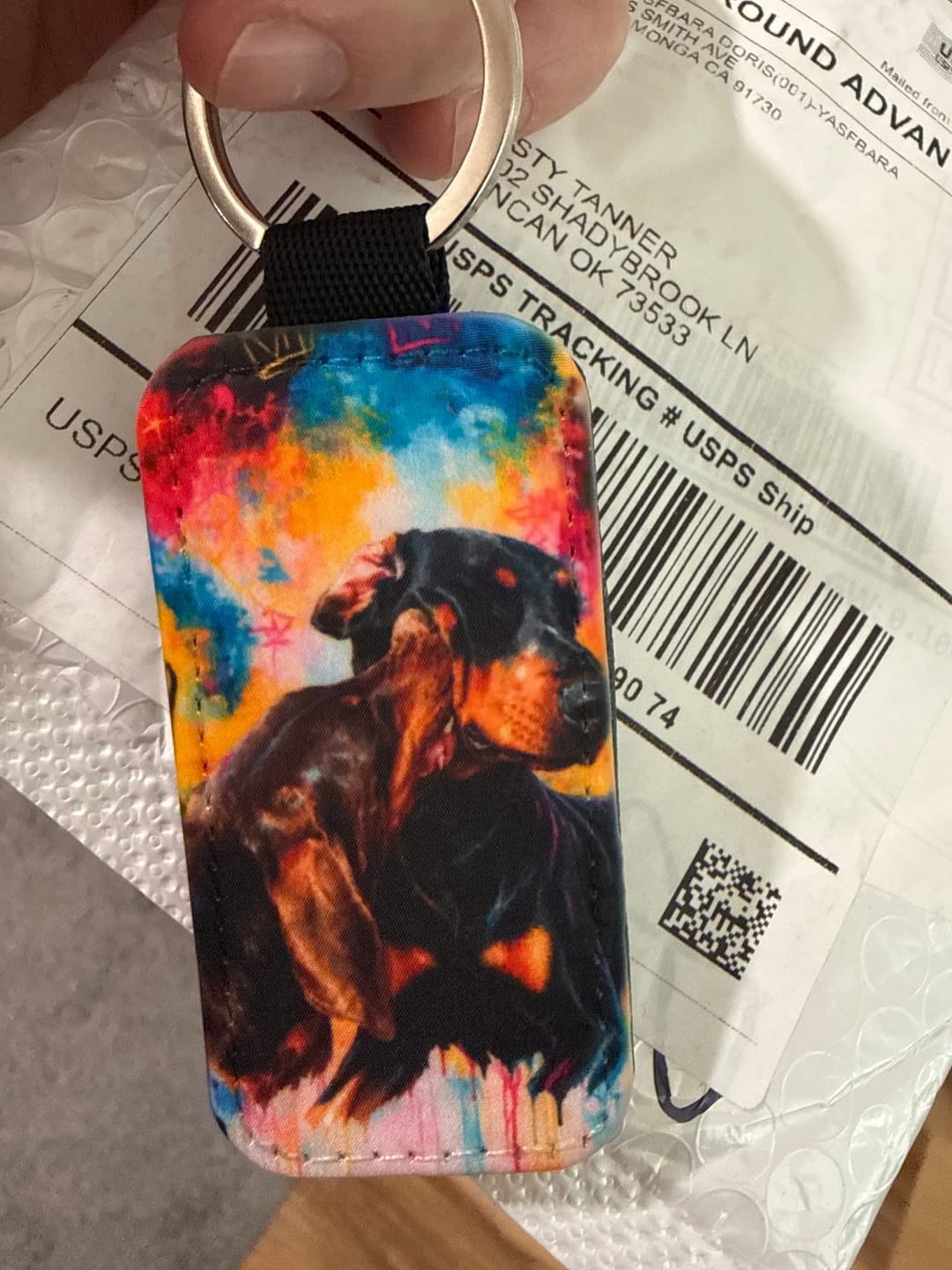 Customer photo review of Graffiti - Personalized Keychain