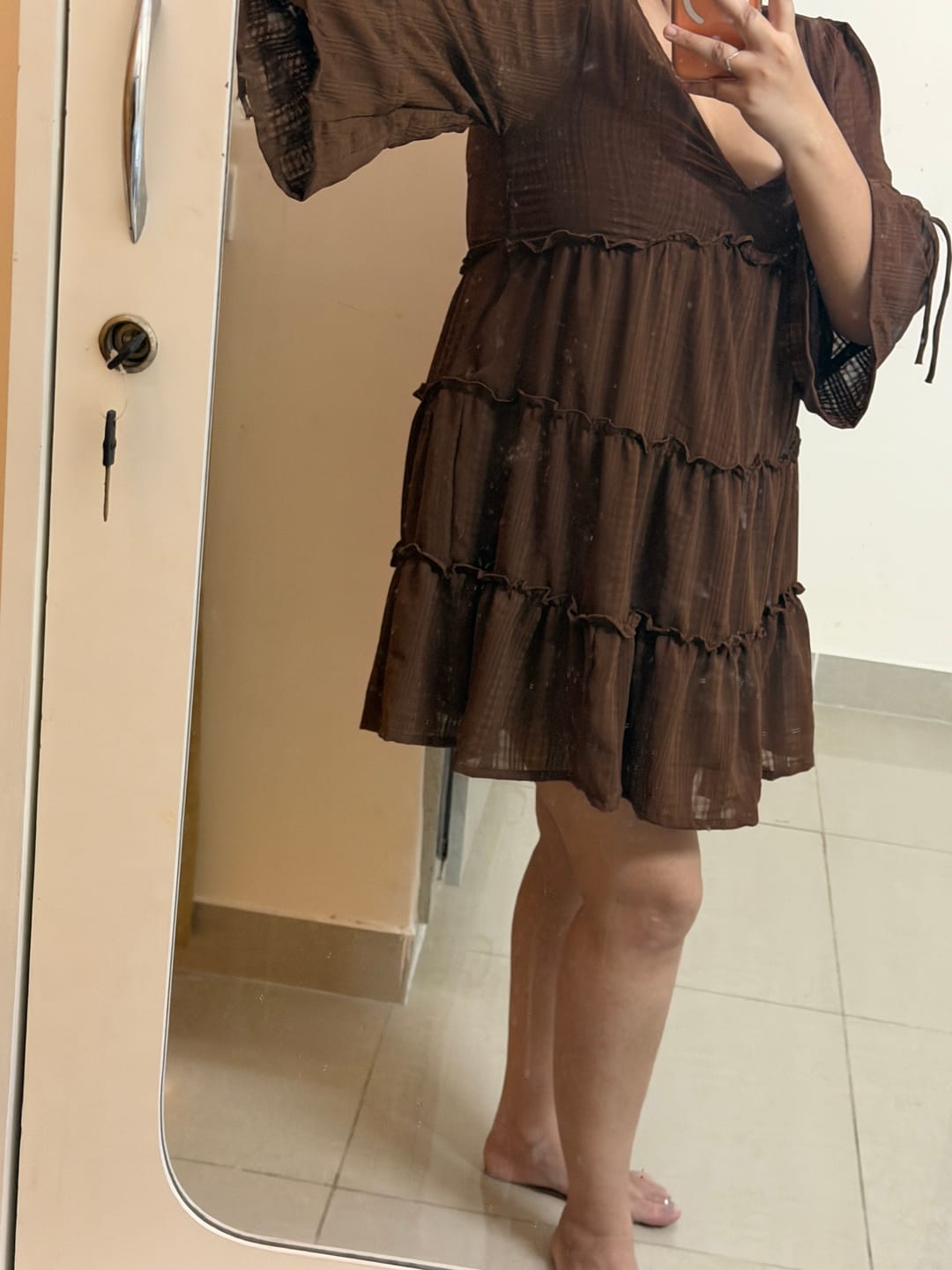 Customer photo review of Amalfi Brown Tiered Short Dress