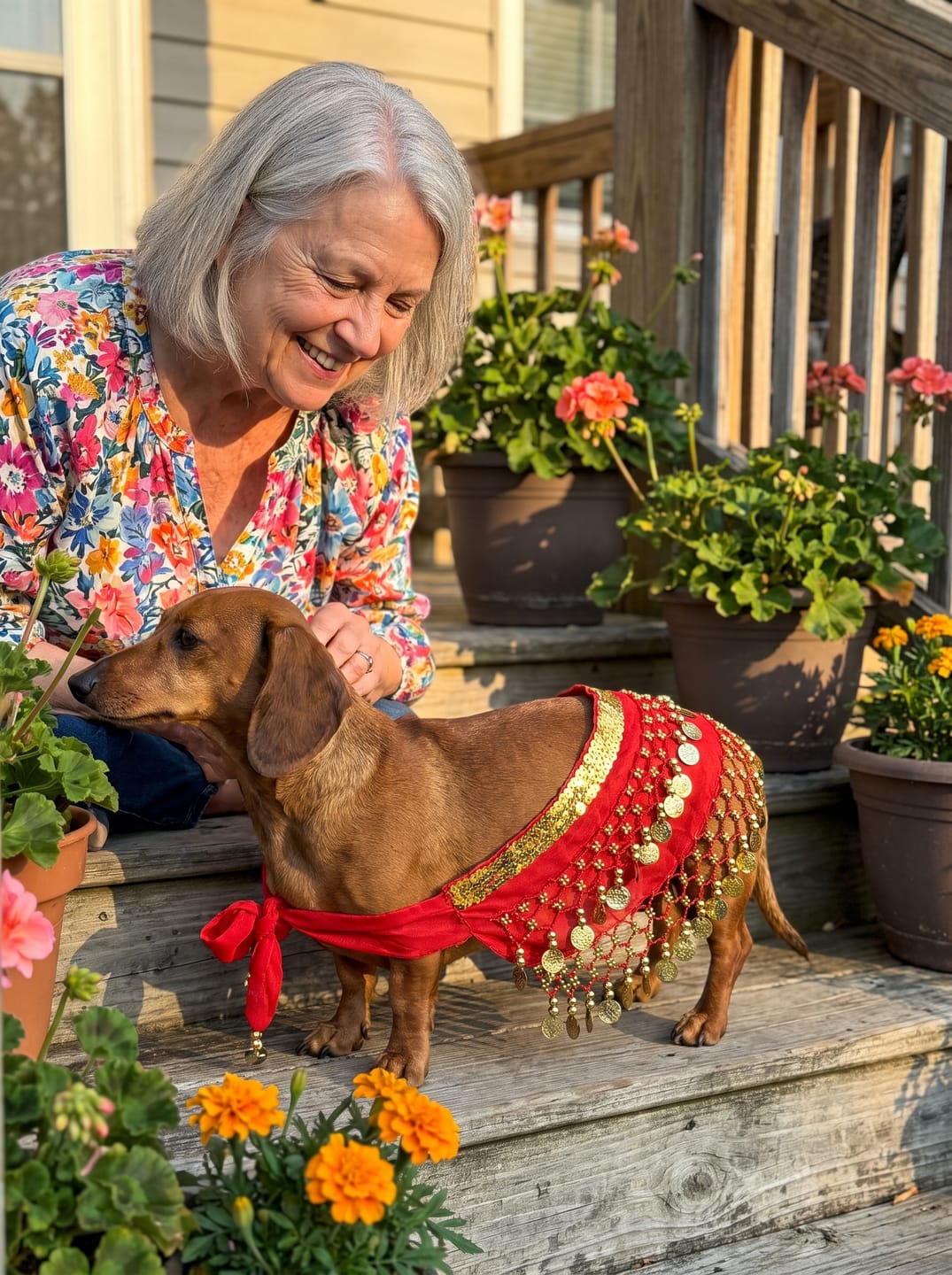 Customer photo review of WigglePup Jingle Scarf – Belly Dance Hip Scarf for Dogs