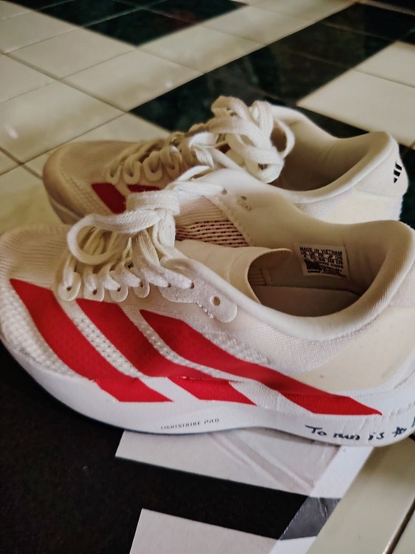 Customer photo review of Adidas Adizero EVO SL Off White Better Scarlet - ADS