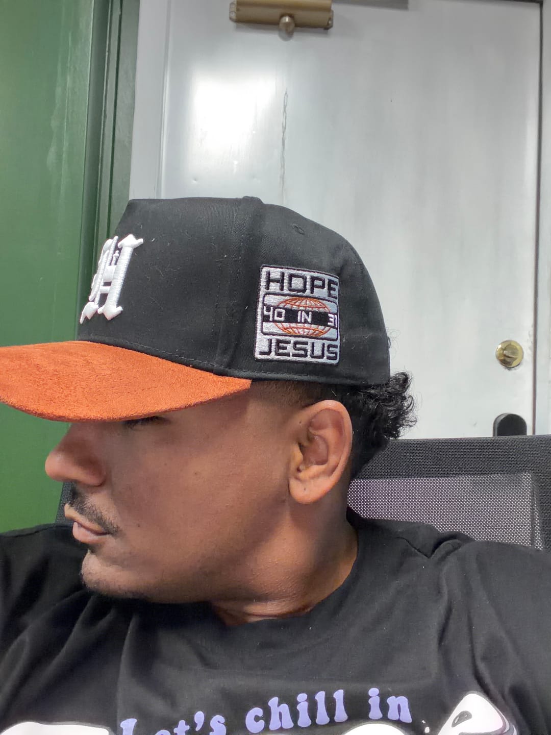 Customer photo review of Black & Copper Sueded Brim Hat