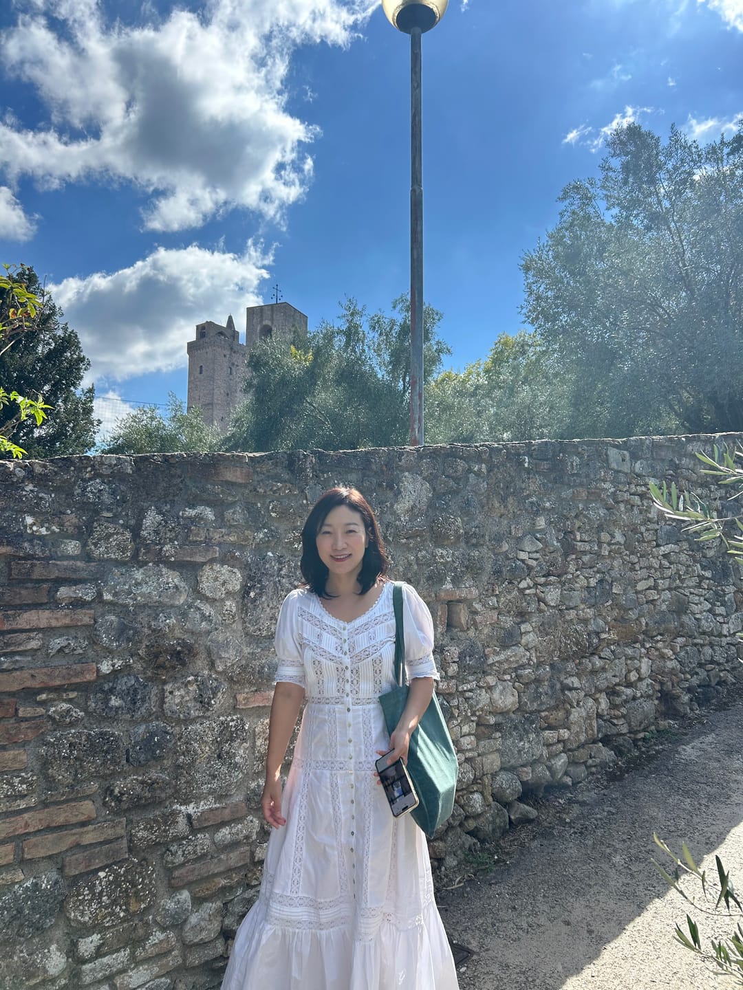 Customer photo review of Lucia Soft White Cotton Maxi Dress