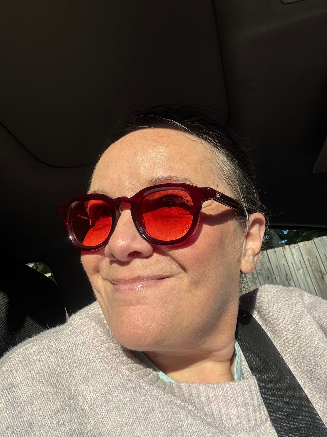 Customer photo review of Betka Sunglasses- Deep Cherry