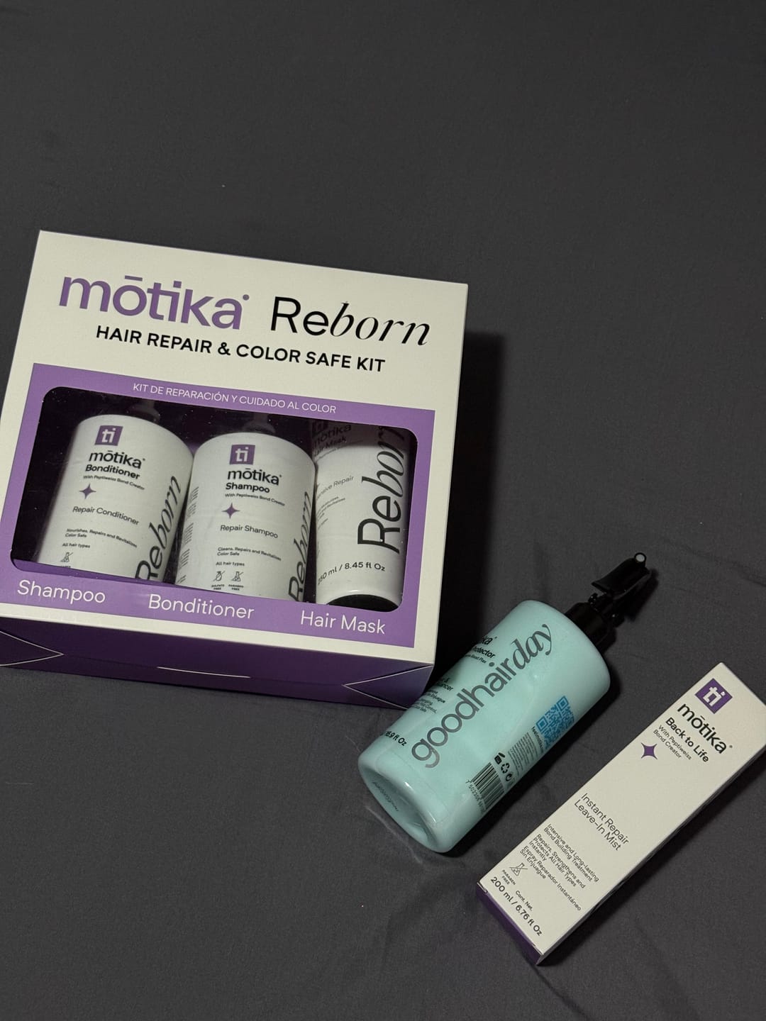 Customer photo review of Hair Repair & Color Safe Kit  motika | Kit Reparador para Cabello Natural, Dañado y Teñido