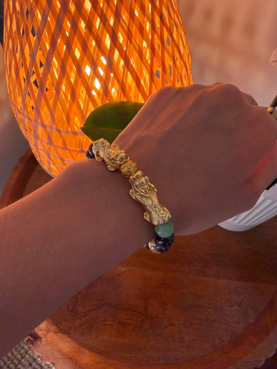 Customer photo review of The Pixiu of Fortune and Success Multi Gemstone Bracelet