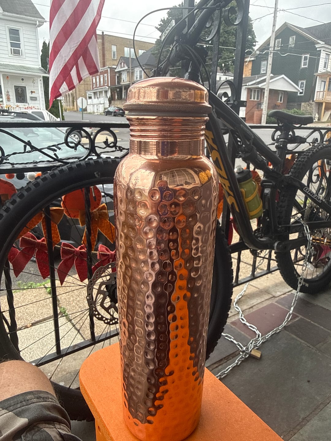 Customer photo review of Artisan Hammered Copper Glass Set