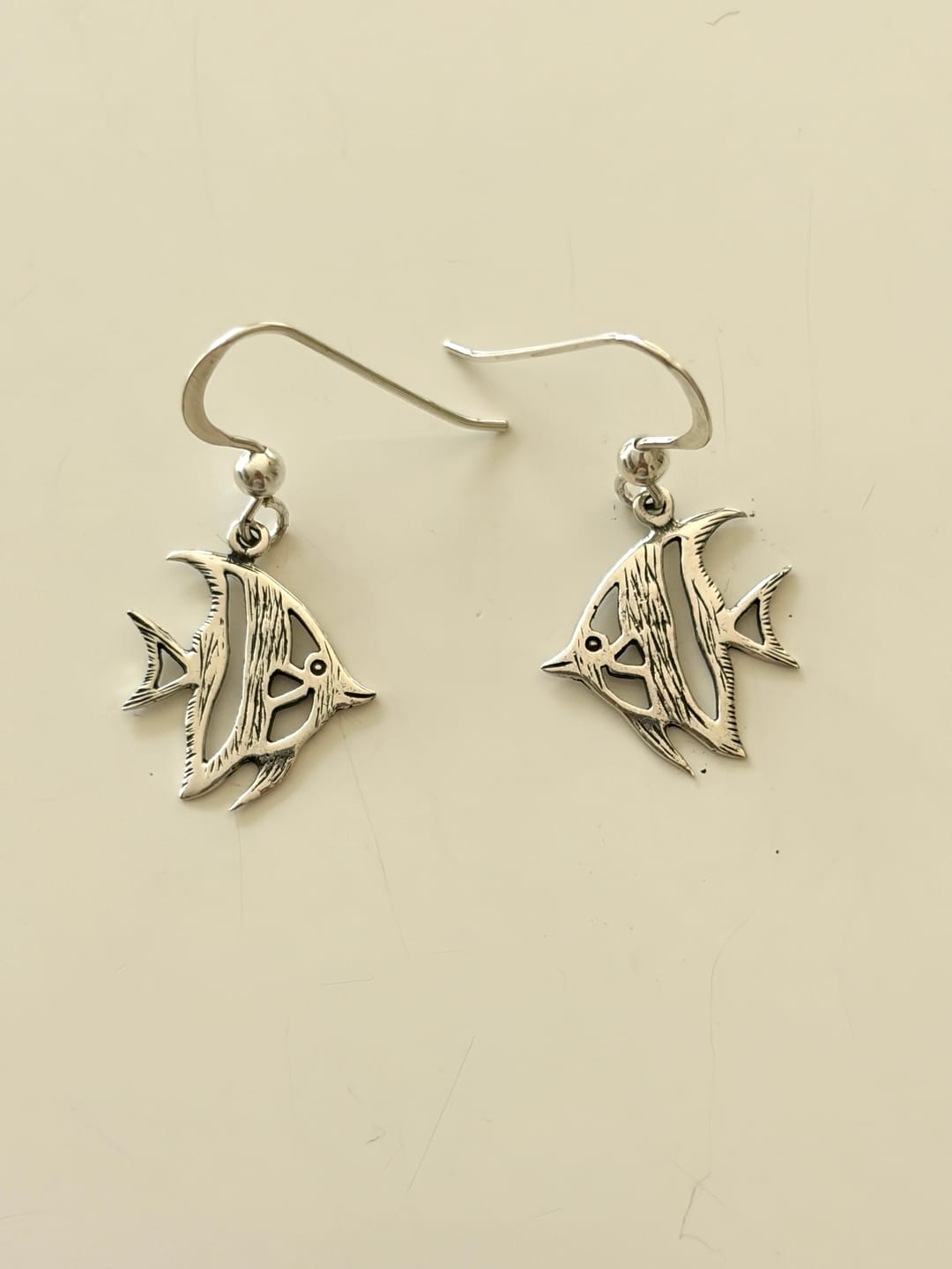 Customer photo review of Real Silver Angelfish Hook Fish Earrings