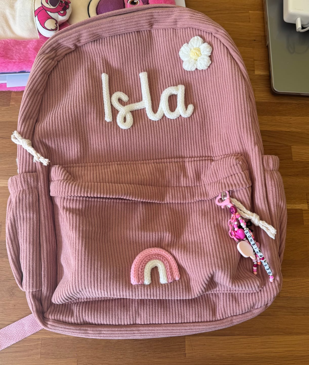Customer photo review of K&C – Personalized Knitted Backpack + Bottle + Lunchbox