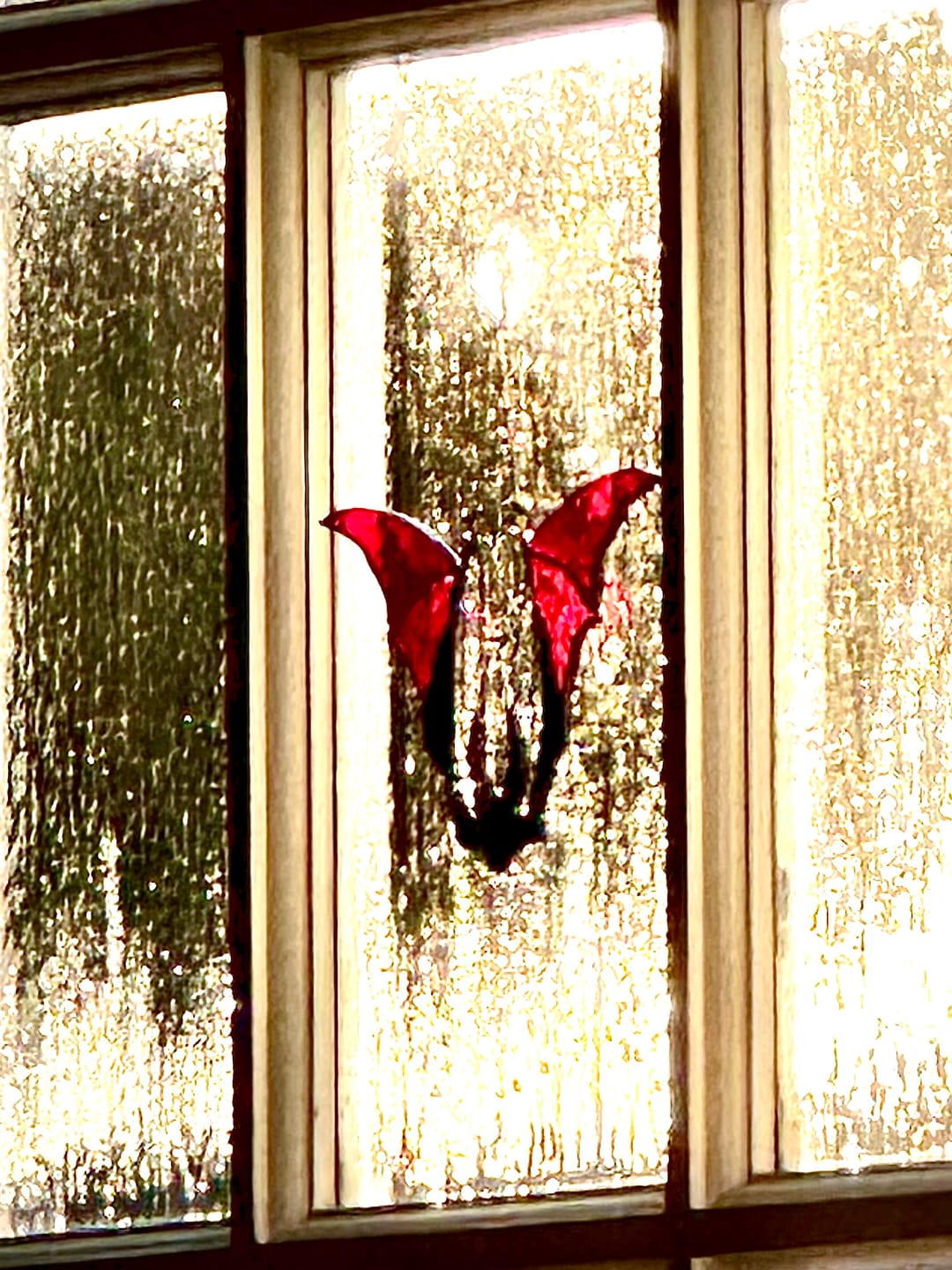 Customer photo review of Red Bat Vampire - Stained Glass Suncatcher