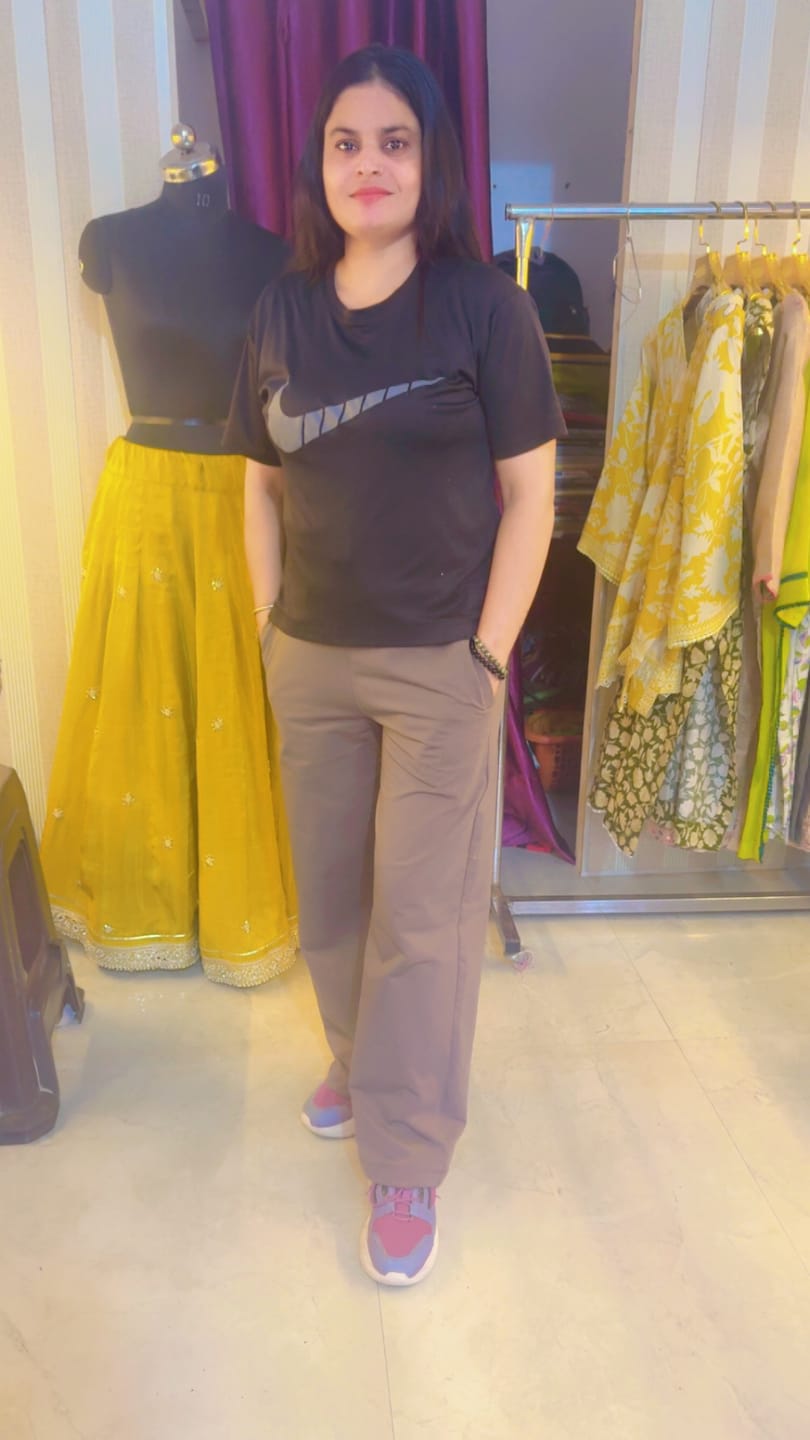 Customer photo review of STRAIGHTFIT COTTON LOWER-ESPRESSO BROWN