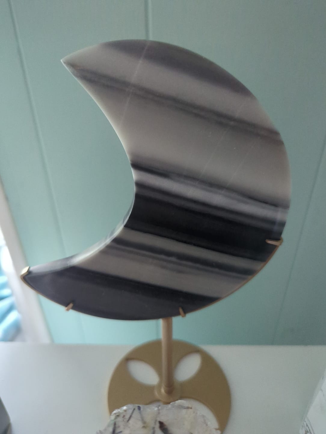 Customer photo review of Unique,Natural Crystal TaiJi Stone Moon With Stand
