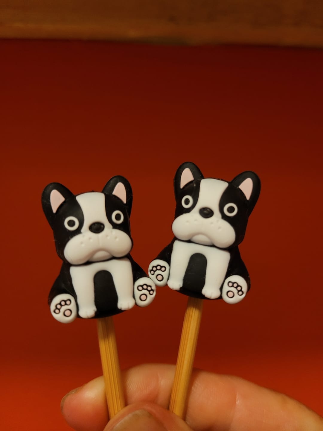 Customer photo review of Black and White Dog Silicone Stitch Stoppers - Set of 2