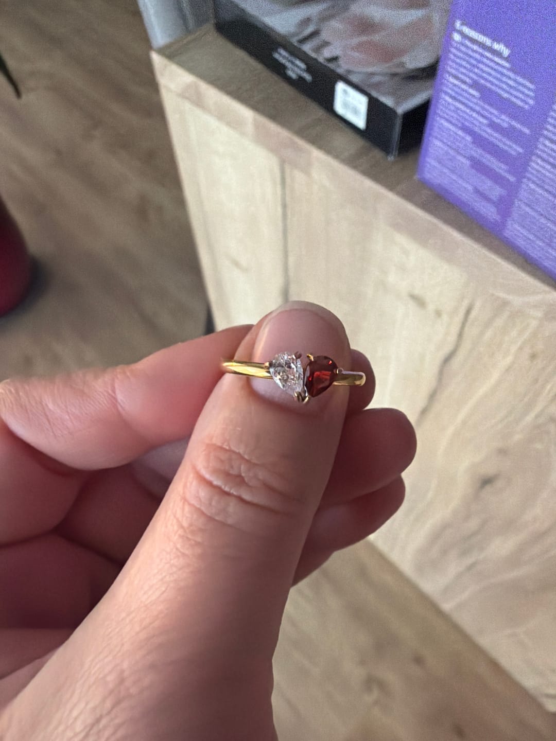 Customer photo review of Dviejų gimimo akmenų širdies žiedas