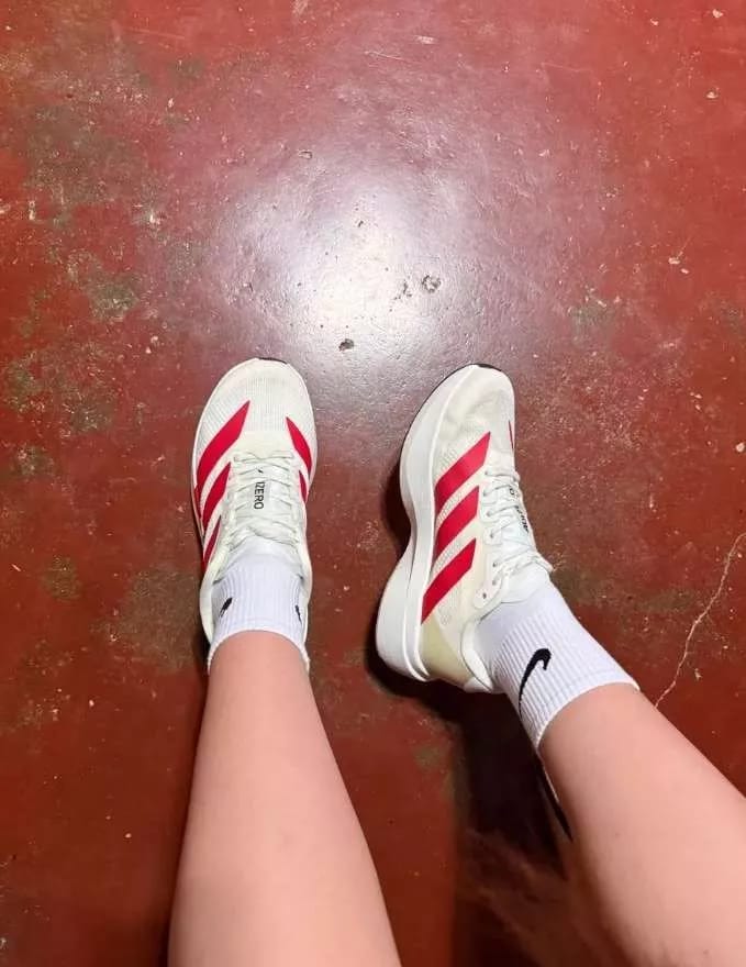 Customer photo review of Adidas Adizero EVO SL Off White Better Scarlet - ADS