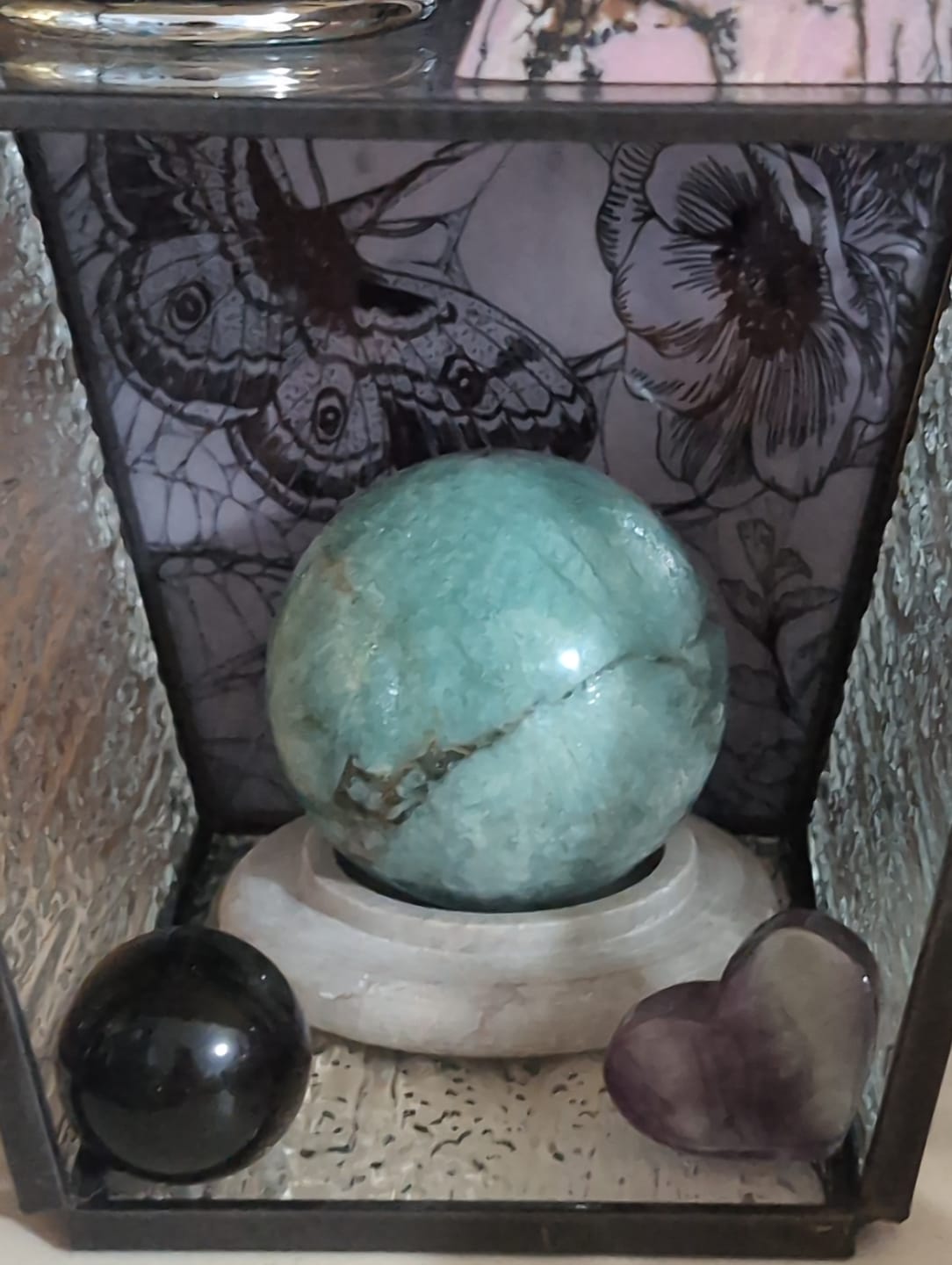 Customer photo review of Natural Crystal Amazonite With Smoky Quartz Sphere