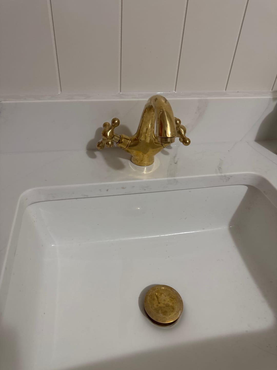 Customer photo review of Unlacquered Brass Bath Vanity Faucet