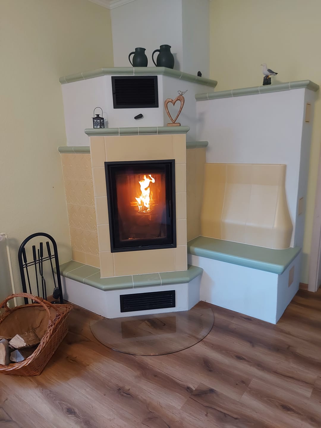 Customer photo review of Glasplatte Kamin, Funkenschutzplatte Glas für Kaminofen - Rundbogen