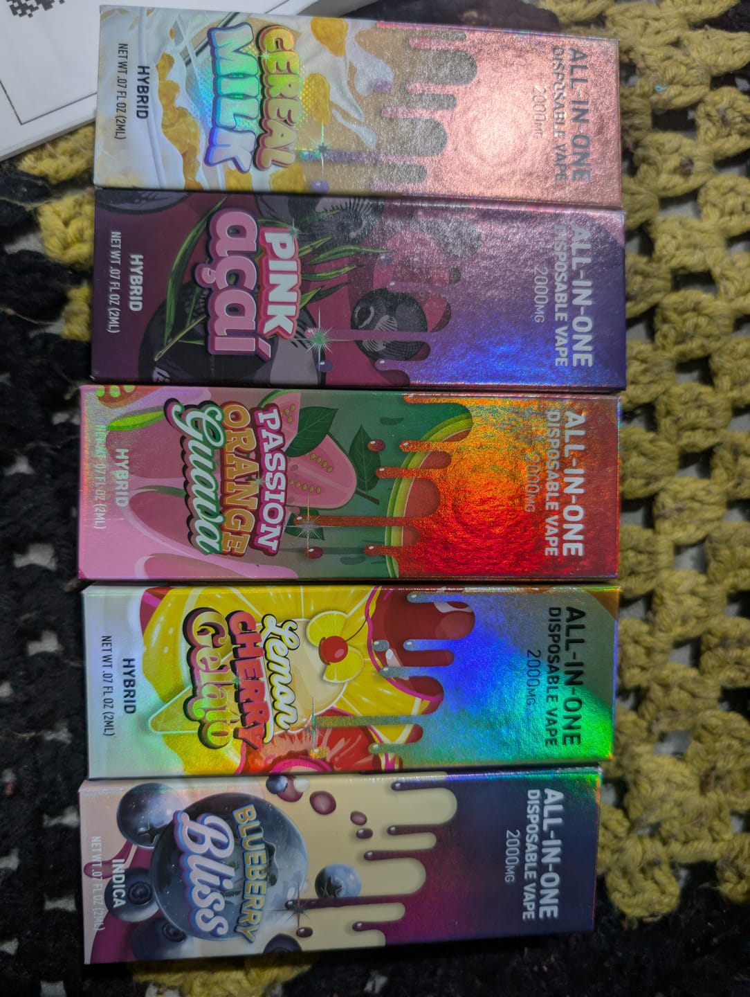 Customer photo review of 2 Gram Disposable Vapes Bulk - 50 units