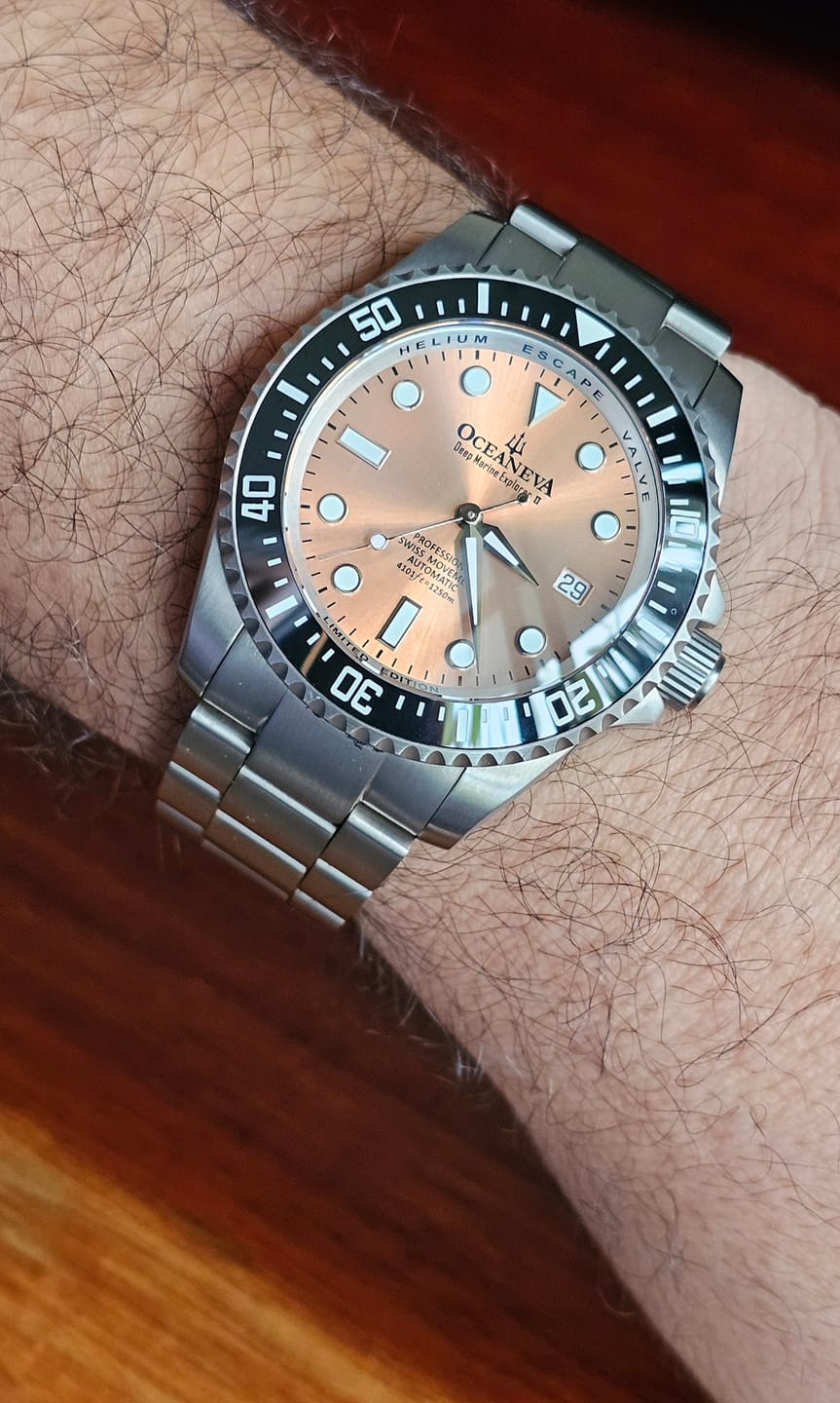 Customer photo review of Oceaneva Deep Marine Explorer II Titanium Limited Edition Watch Copper Dial