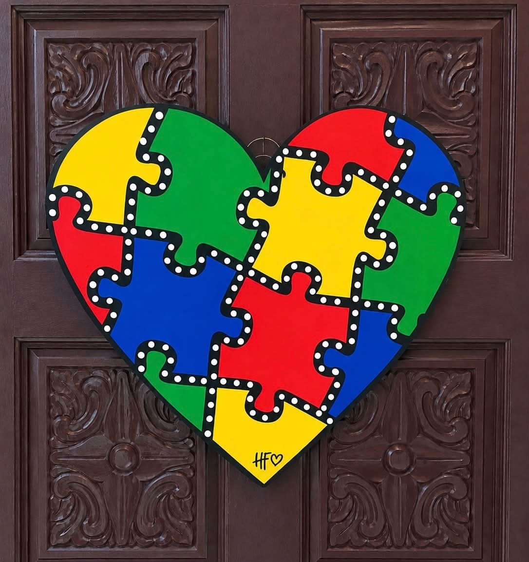 Customer photo review of Autism Heart Door Hanger