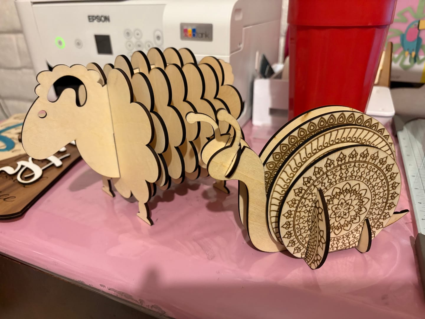 Customer photo review of 4 Laser Cut Animals Coasters SVG
