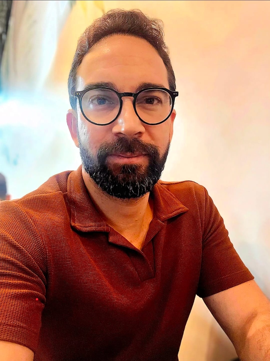 Customer photo review of Camisa Polo Italiana Tricot Terracota Escuro