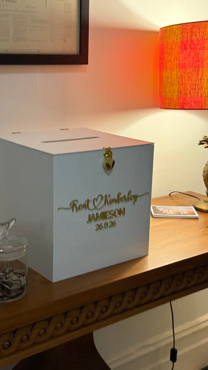 Customer photo review of Personalised Custom Name Acrylic Wishing Money Well Box - Black
