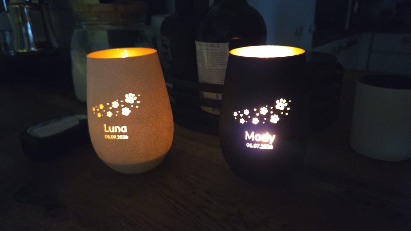 Customer photo review of Windlicht Haustier "unvergessen.."