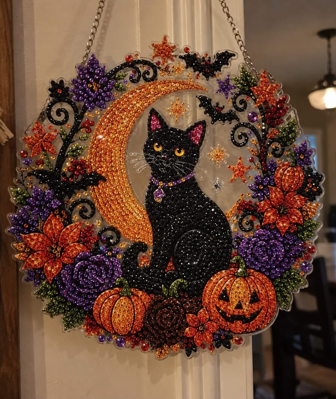 Customer photo review of Pearl Diamond Painting Kit - Halloween Black Cat & Crescent Moon