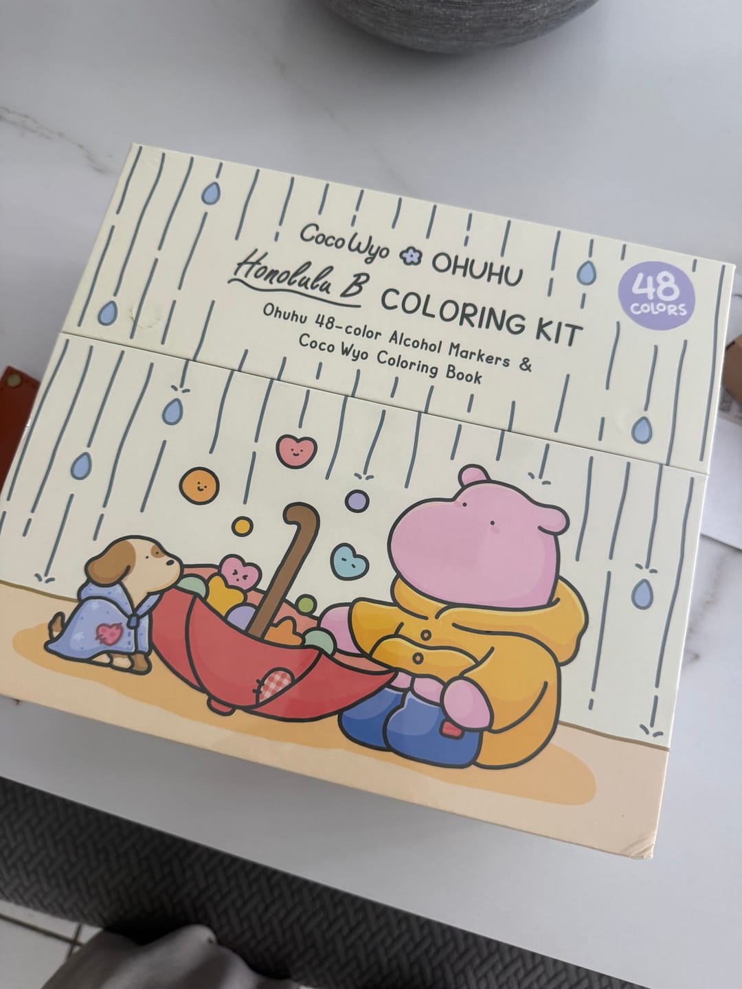 Customer photo review of Ohuhu x Coco Wyo Cozy Mood Coloring Kit, Honolulu B 48 Colors Alcohol Markers with Brush & Fine Dual Tips, Coloring Book with Mood Tracker Pages
