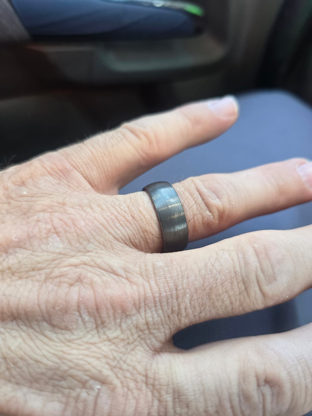 Customer photo review of SMOKEYLADE | Gun Metal Tungsten Ring, Brushed, Domed - 8mm