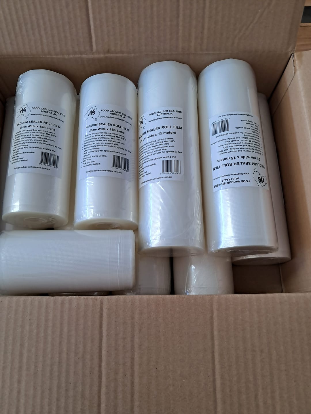 Customer photo review of 10 Mixed 15m vacuum sealer rolls on sale