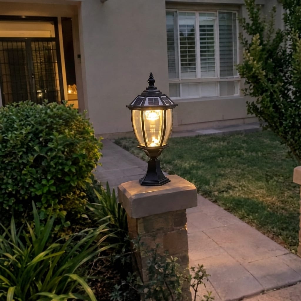Customer photo review of Victorian Solar Wall Light Outdoor – Black Coach Lantern with Clear Glass & Solar Panel