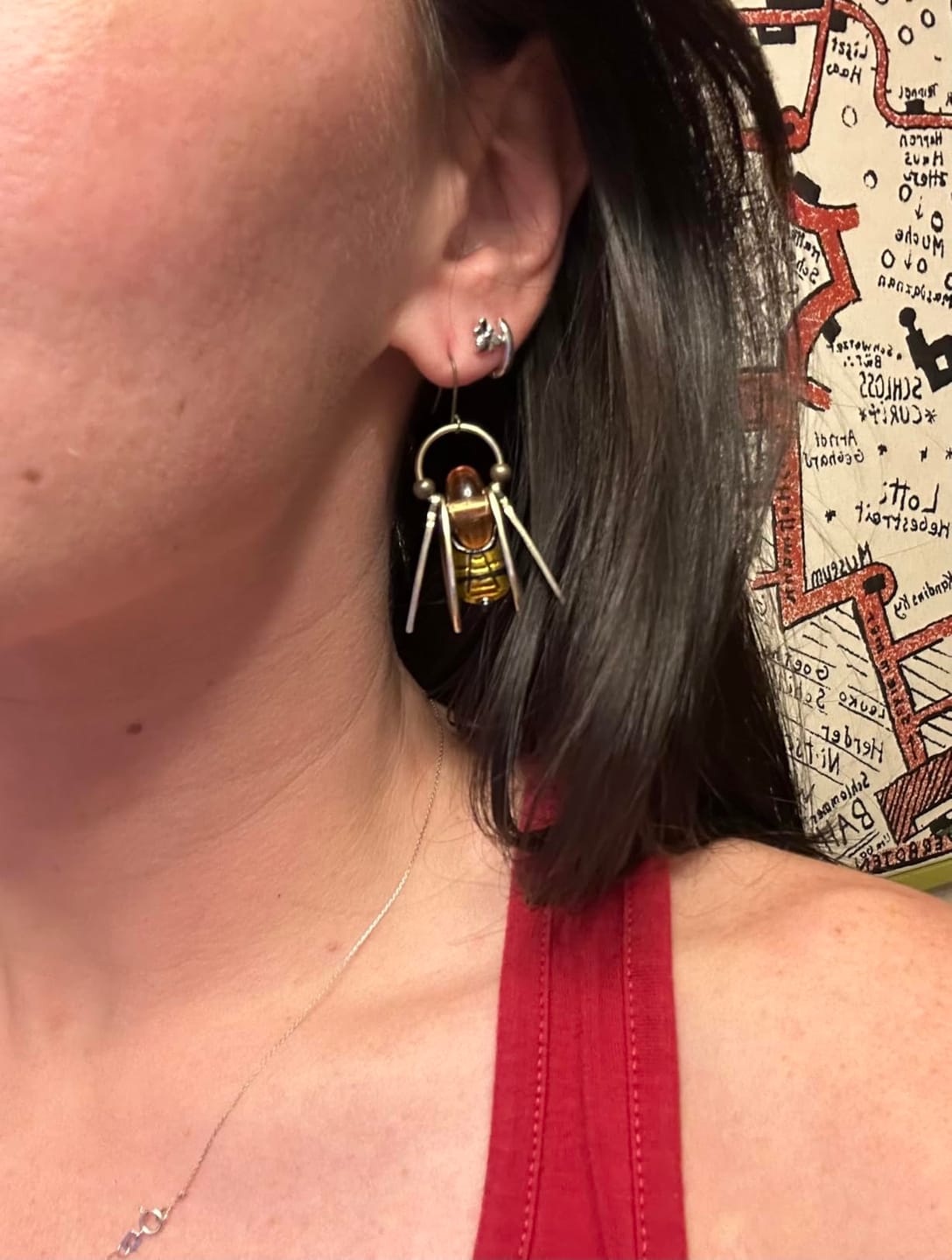 Customer photo review of "Honey Drop" Bee Earrings