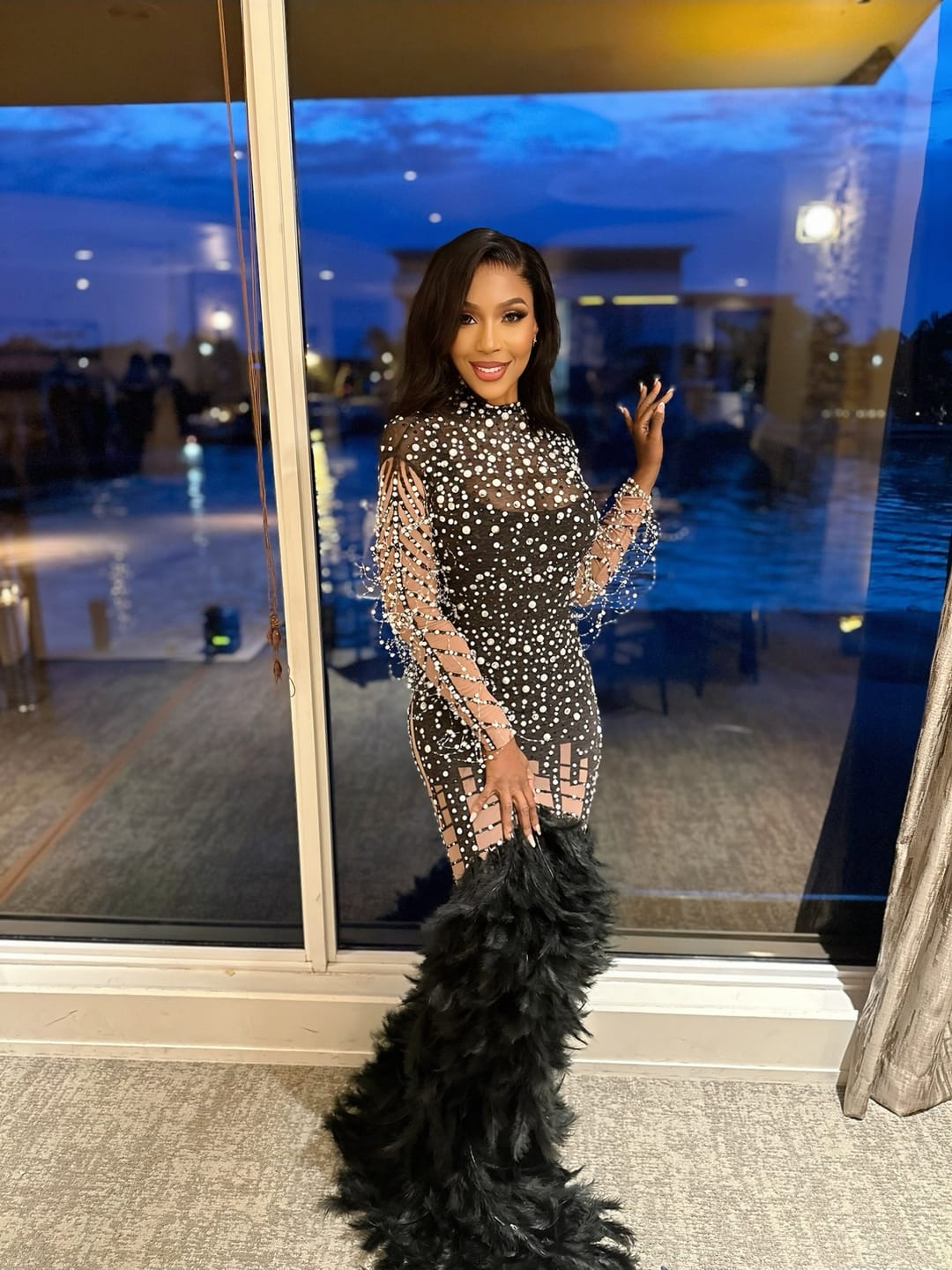 Customer photo review of Peacock Black Dress (Ready To Ship)