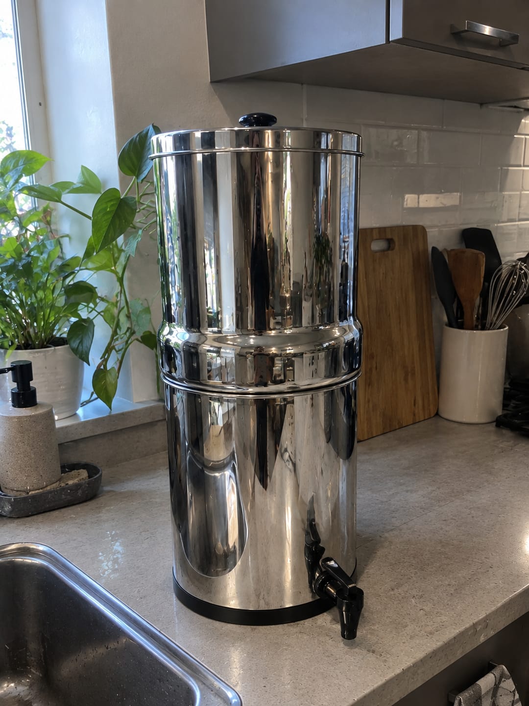 Customer photo review of Purroa Countertop Water Filter – Stainless Steel