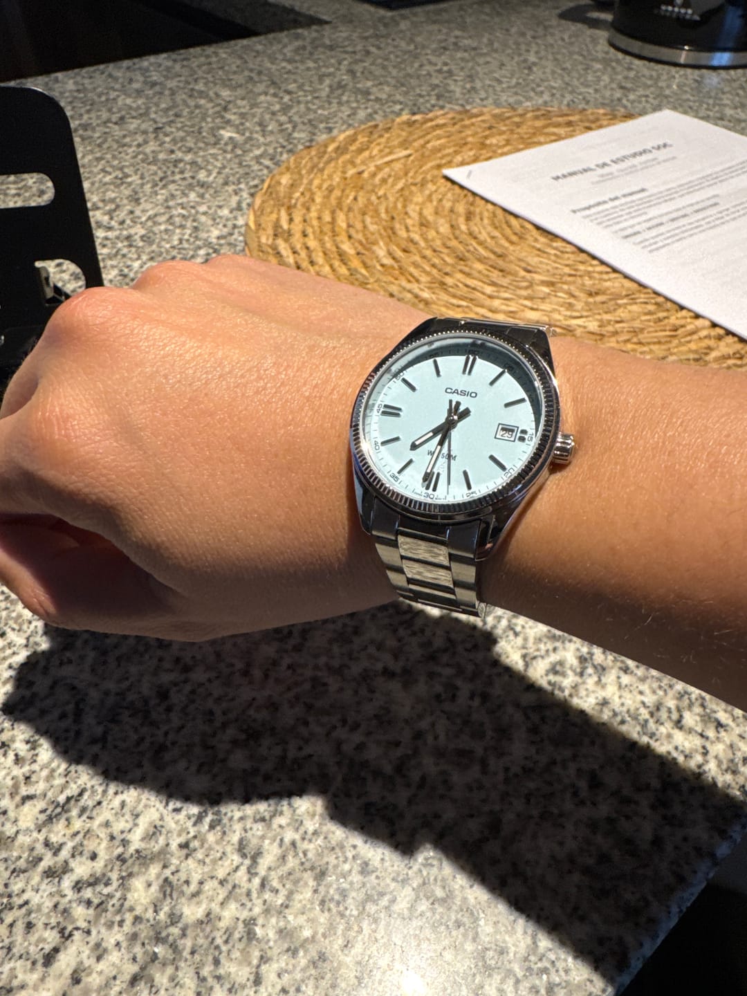 Customer photo review of Reloj Casio Análogo UTP-1302PD-2A2V Celeste Invierno 35mm