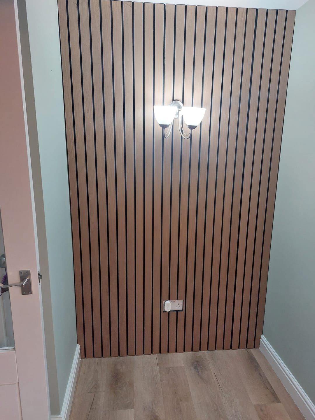 Customer photo review of SlatWall Acoustic Medium Oak Slatted Wall Panel