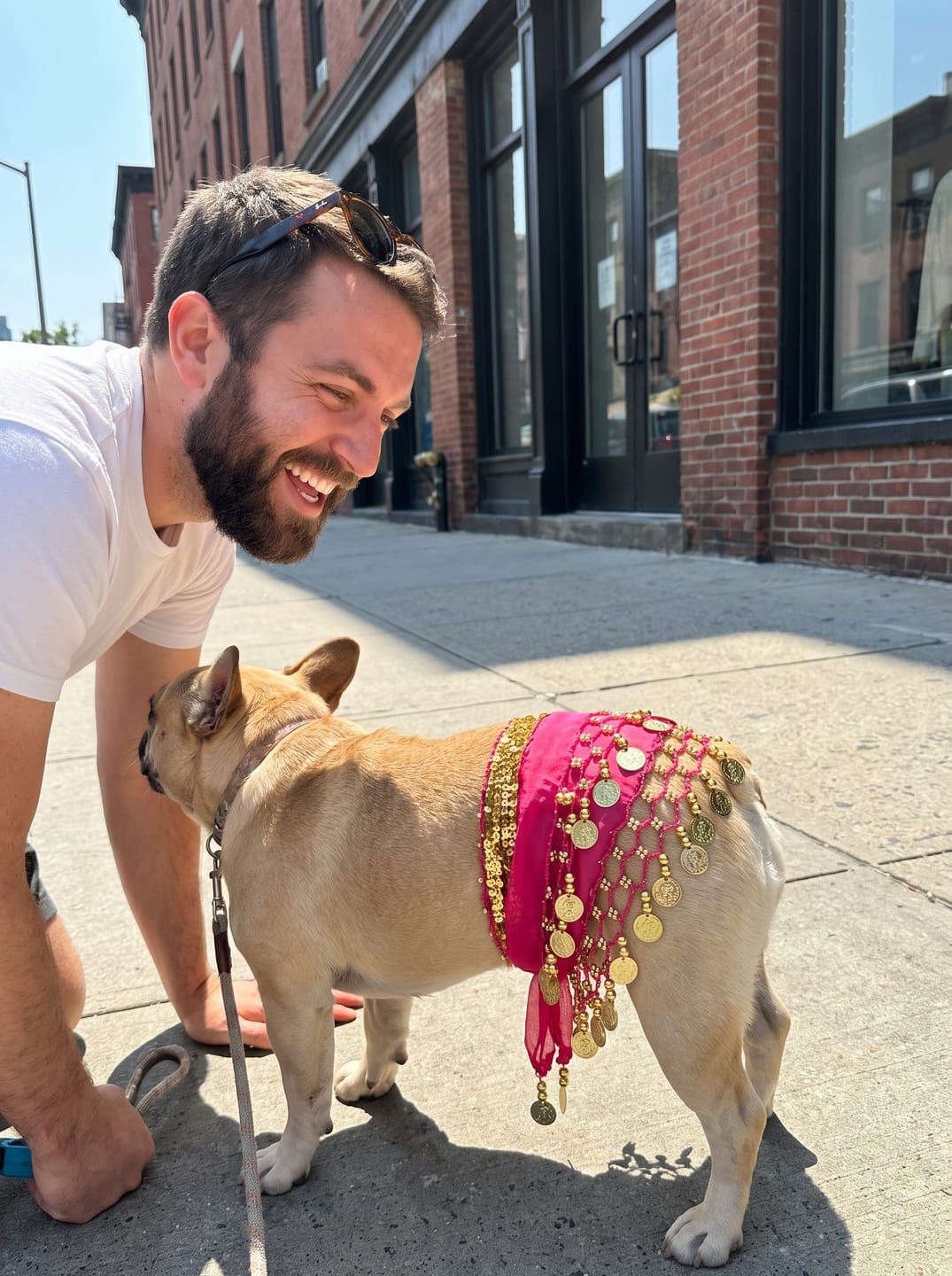 Customer photo review of WigglePup Jingle Scarf – Belly Dance Hip Scarf for Dogs