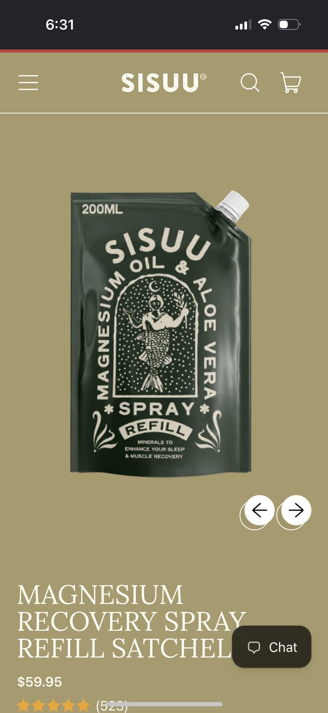 Customer photo review of Magnesium Recovery Spray Refill Satchel Bundle | 3-Pack