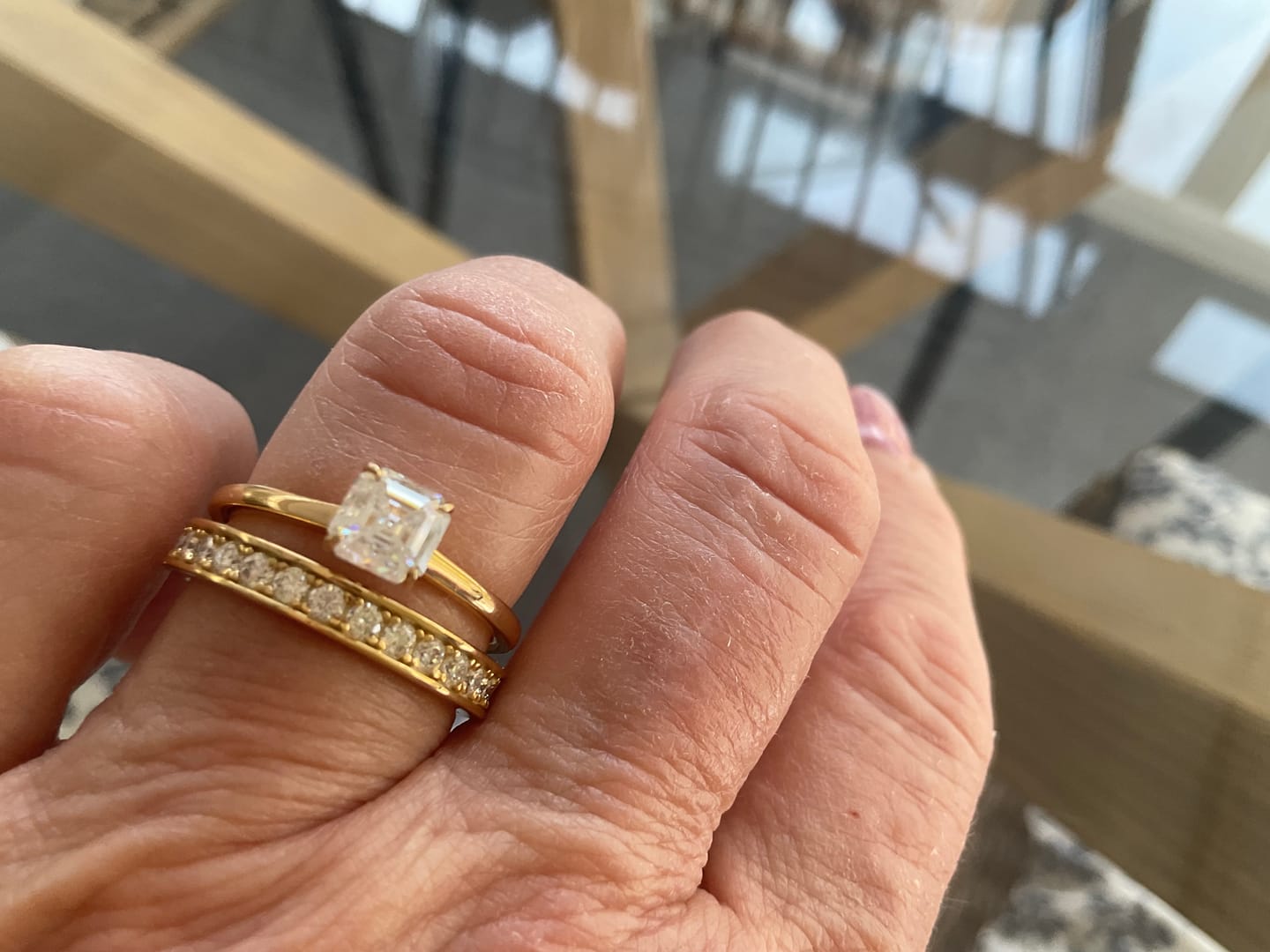 Customer photo review of Gold 1.5ct Moissanite 5 Stone Dazzle Ring