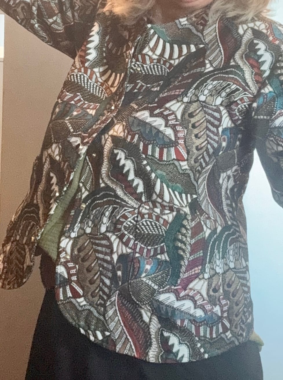 Customer photo review of Veste Solveig Jacquard “Roseraie Framboise”