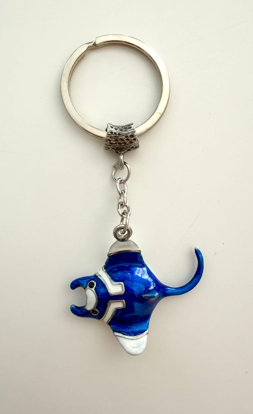 Customer photo review of Real Silver Key chain: Manta Ray blue-white