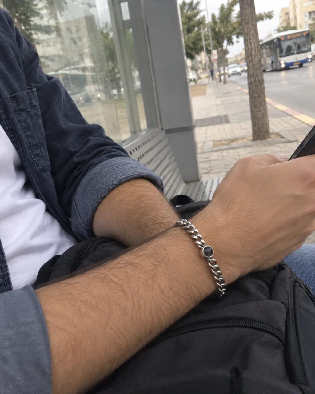 Customer photo review of צמיד טניס יוקרתי עם תמונה מוצפנת לגבר