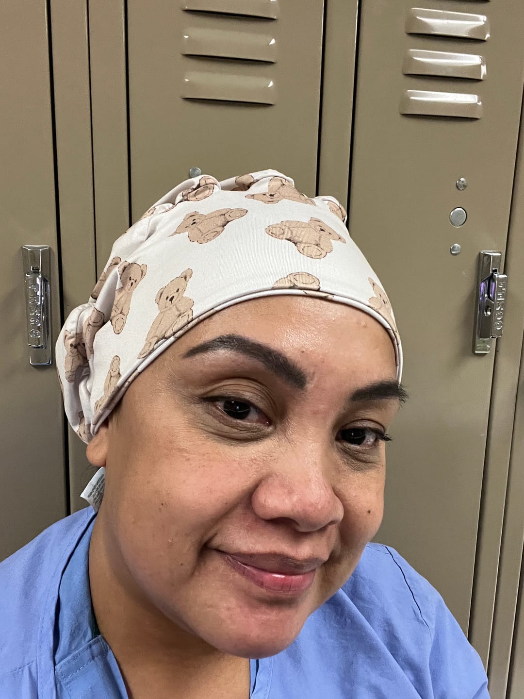 Customer photo review of CloudCaps Scrub Cap | Teddy Bears